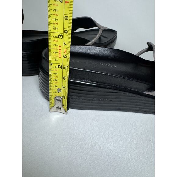 Donald Pliner Sandals Womens 7 Silver Metallic Platform Slide Thong Minimalist - Picture 6 of 13